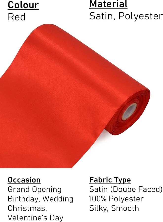 IMPRINT 5 inch Wide x 10 Meter Long Approx Red Satin Ribbon for Opening Cutting Ceremony, Wedding/Birthday Party Decoration, Gift Craft, Chair Sash, Table, Car Bows. Indoor/Outdoor use - Pack 1 pc - Image 2